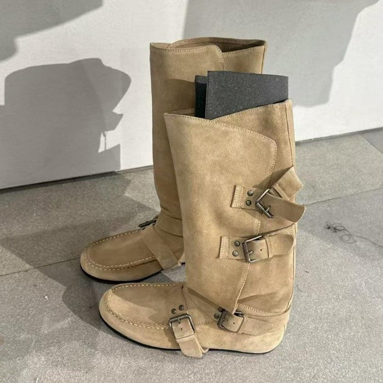 Women's Fashionable Boots with Adjustable Buckles Mune Fashion