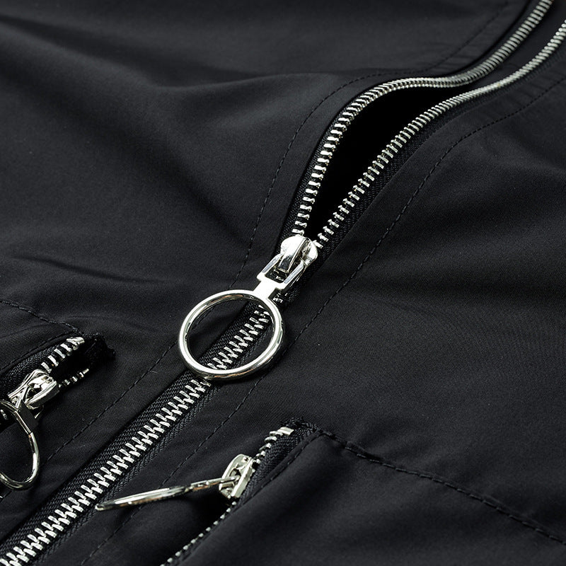 Men's Nylon Bomber Jacket in Aviator Style with Zipper Arm Pocket and Contrasting Lining Mune Fashion