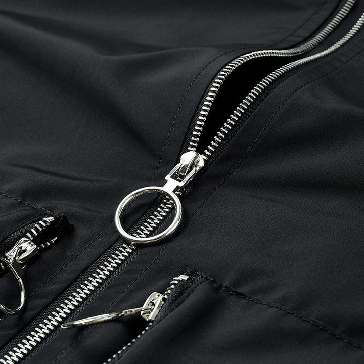 Men's Nylon Bomber Jacket in Aviator Style with Zipper Arm Pocket and Contrasting Lining Mune Fashion