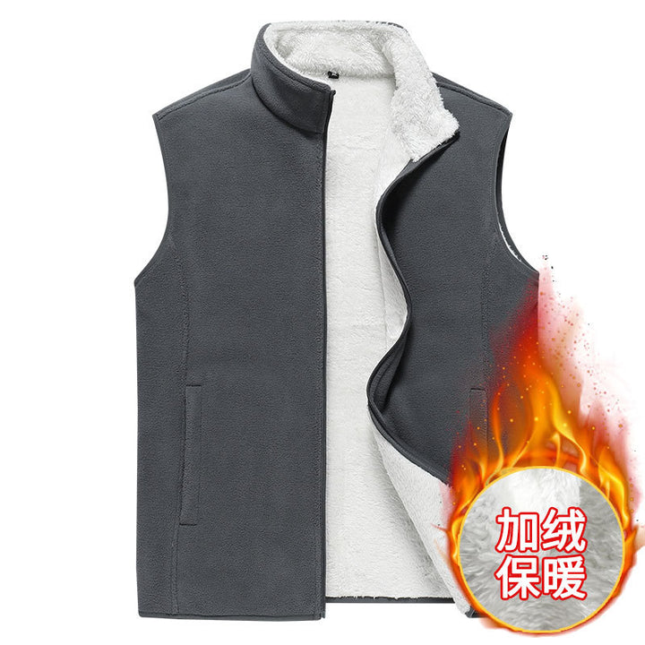 Men's Sleeveless Microfleece Vest with Stand-Up Collar and Concealed Two-Way Zip Mune Fashion