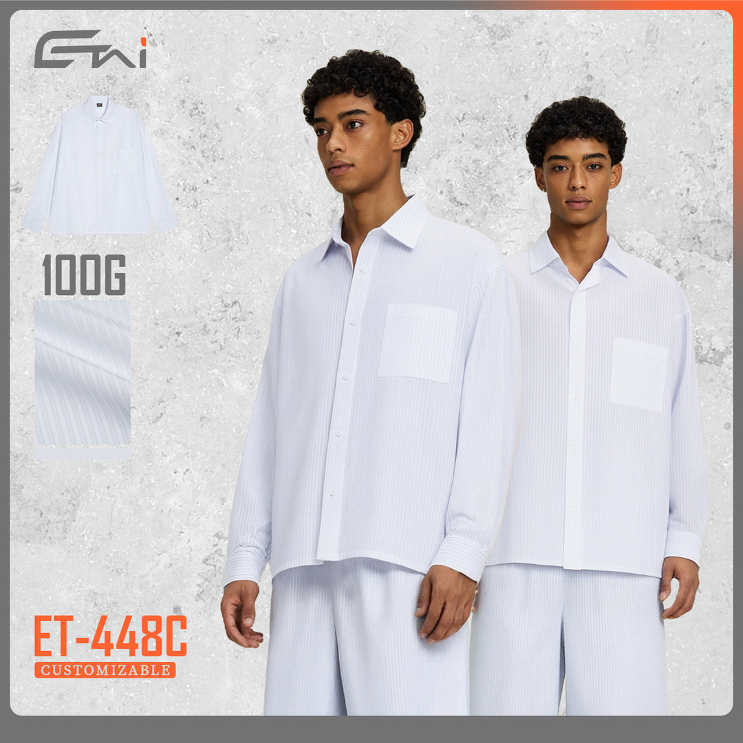 Men's Oversized Poplin Shirt with Drop Shoulder, Chest Pocket and Fine Pinstripes Mune Fashion