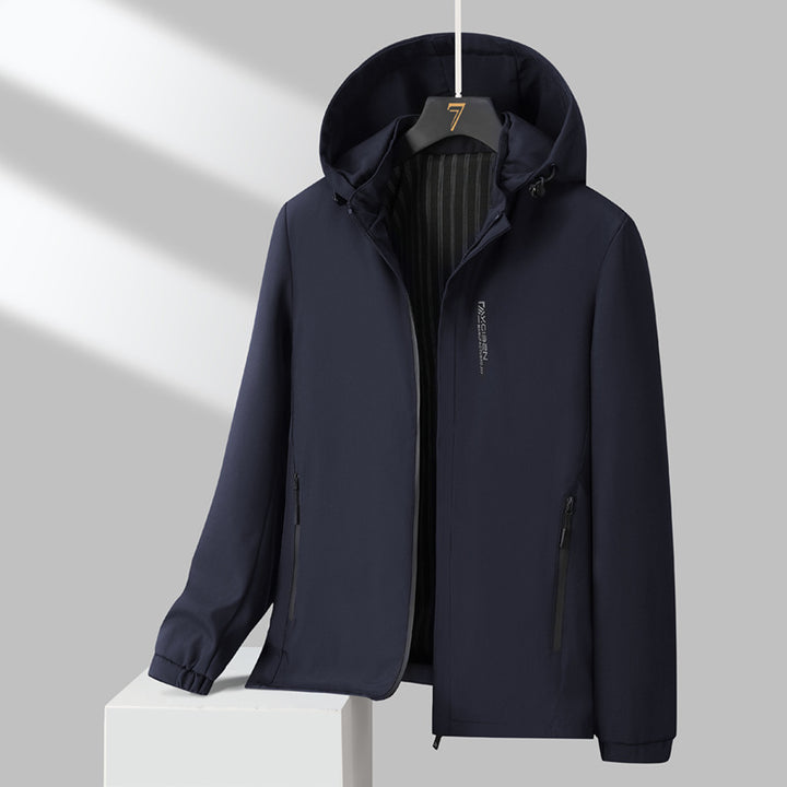 Men's Minimalistic Hooded Softshell Jacket with Sealed Zippers and Elastic Cuffs Mune Fashion