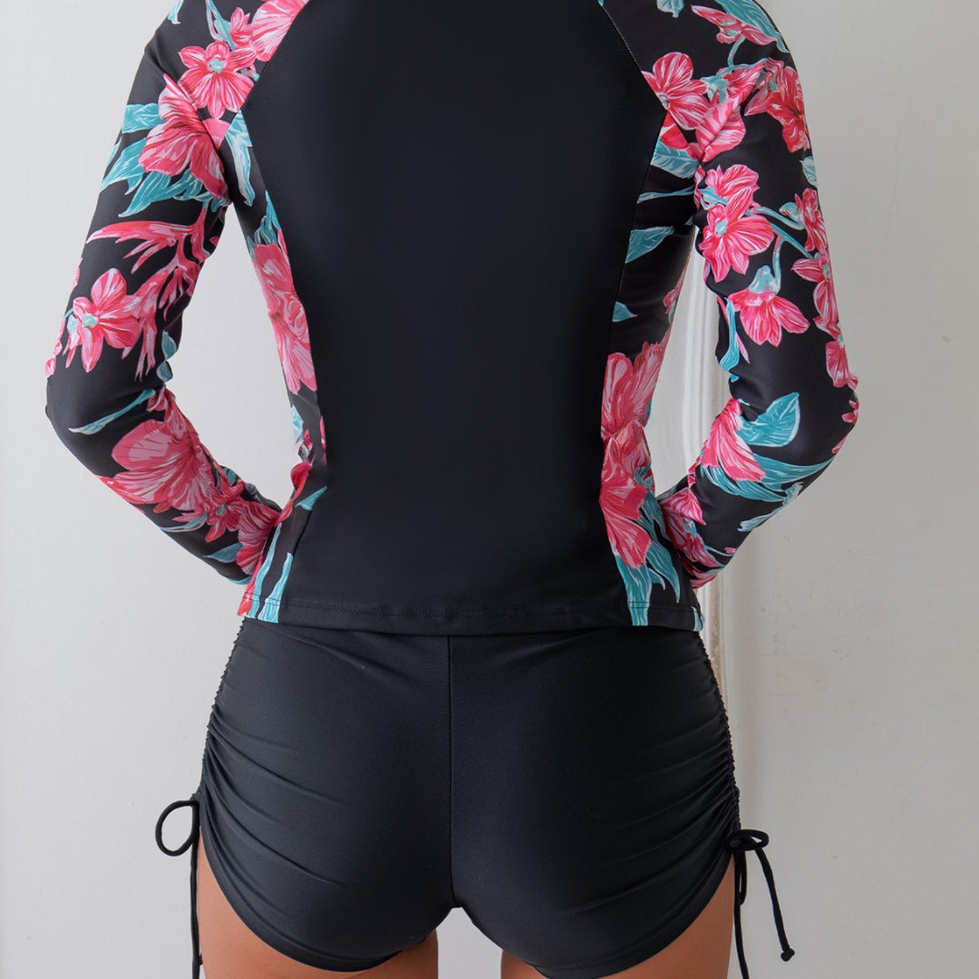 Damen Funktions-Badeanzug mit floralem Design und kurzem Schnitt Echo Archiv