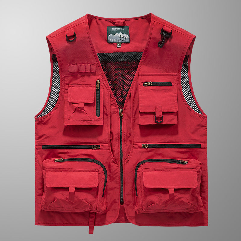 Men's Multi-Functional Outdoor Vest with Mesh Ventilation and Multiple Pockets Mune Fashion