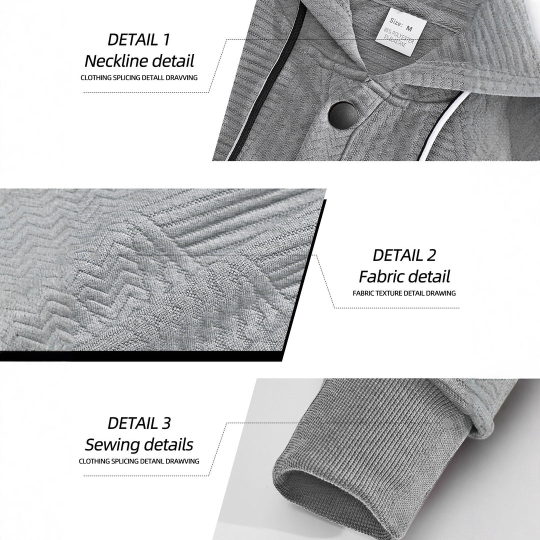 Men's structured hoodie with snap button placket and kangaroo pocket Mune Fashion