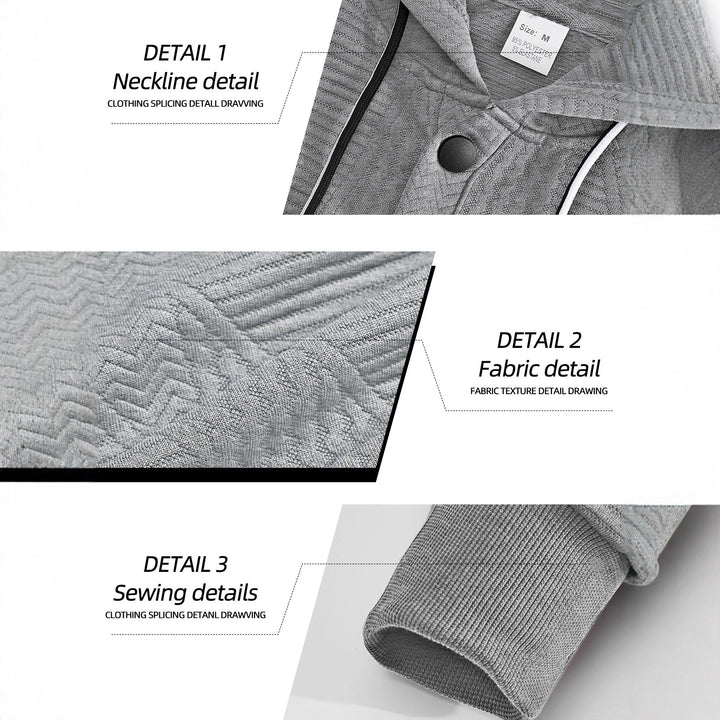 Men's structured hoodie with snap button placket and kangaroo pocket Mune Fashion