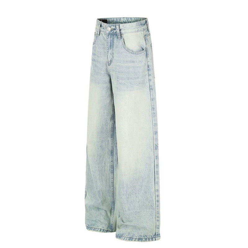 Women High-waisted Wide Jeans in Palazzo Cut with Wide Leg and Washed Look Mune Fashion