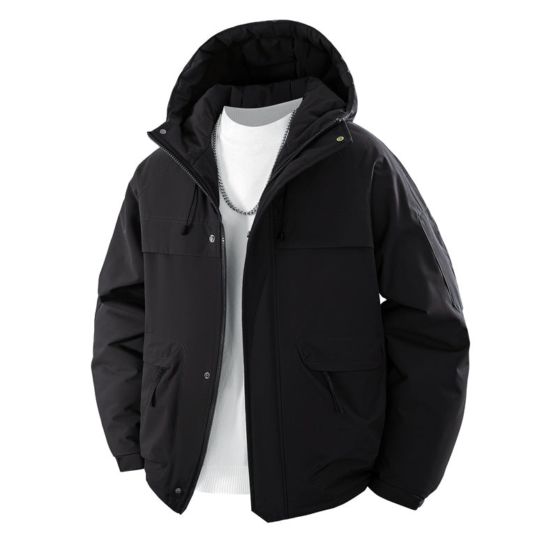 Men's padded hooded parka with high stand-up collar solution, adjustable drawstring and multifunctional outer pockets Mune Fashion