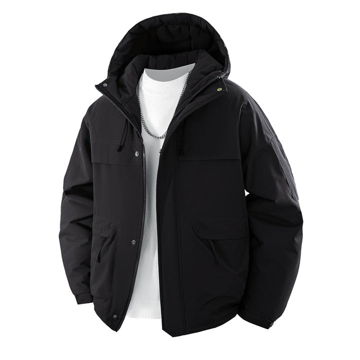 Men's padded hooded parka with high stand-up collar solution, adjustable drawstring and multifunctional outer pockets Mune Fashion