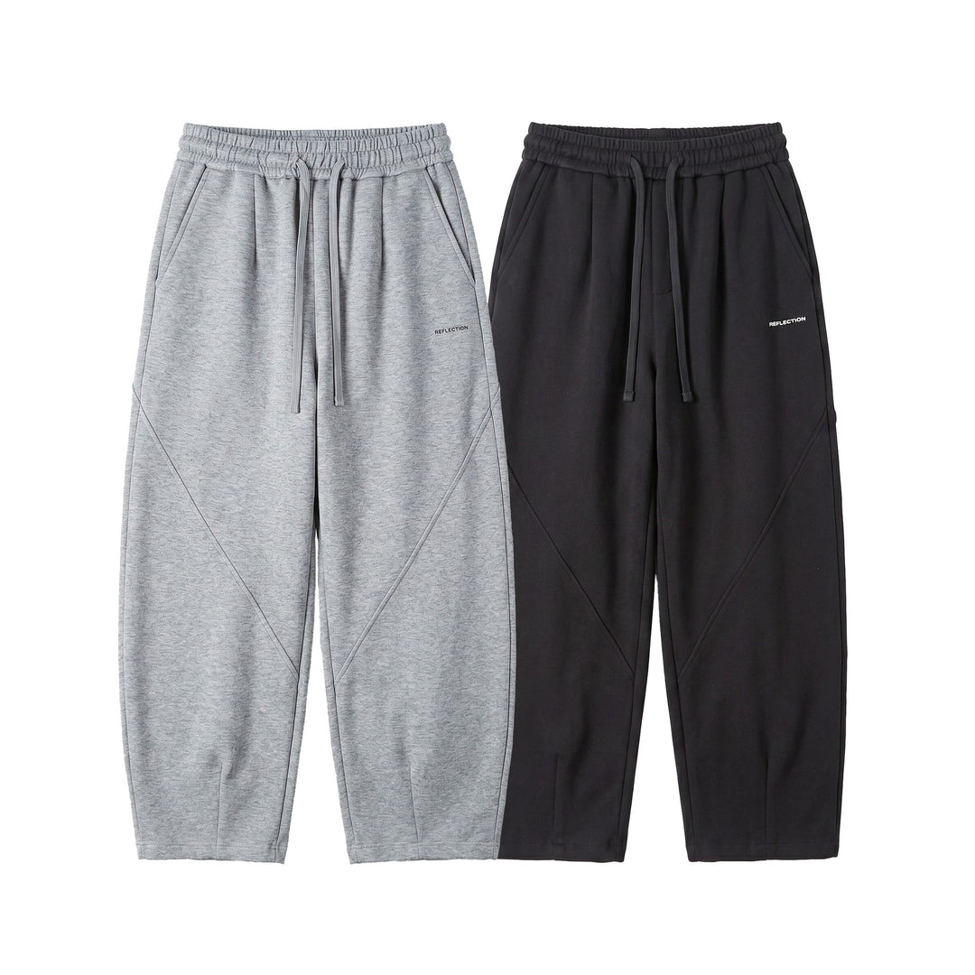 Women's Cropped Sweatpants with Elastic Waistband and Decorative Seams Mune Fashion