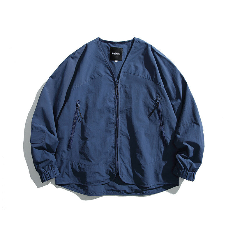 Unisex Light Oversize Over-shirt Jacket made of technical Nylon mix with V-neck and zippered pockets Mune Fashion