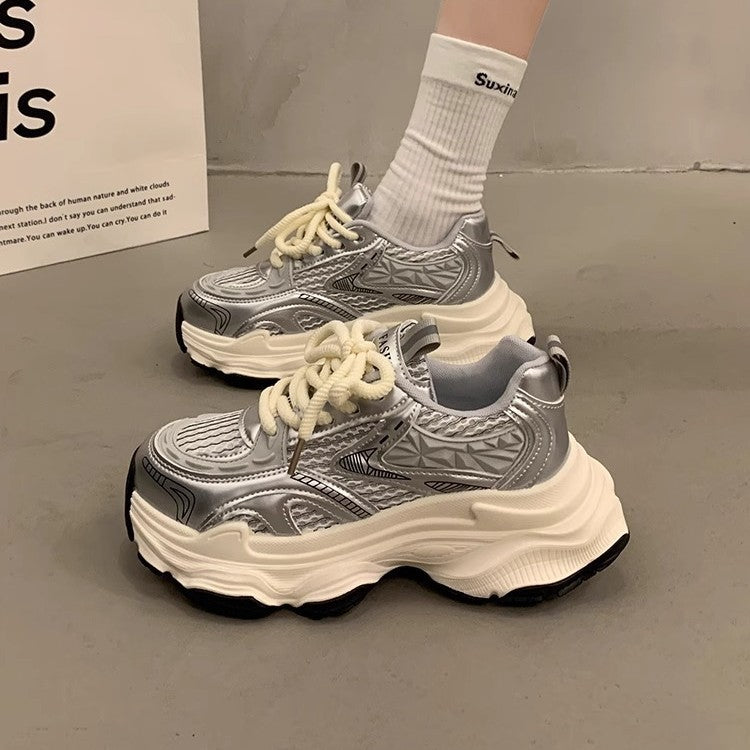 Women's Sporty Chunky Sneakers with Breathable Surface and Cushioning Sole Mune Fashion