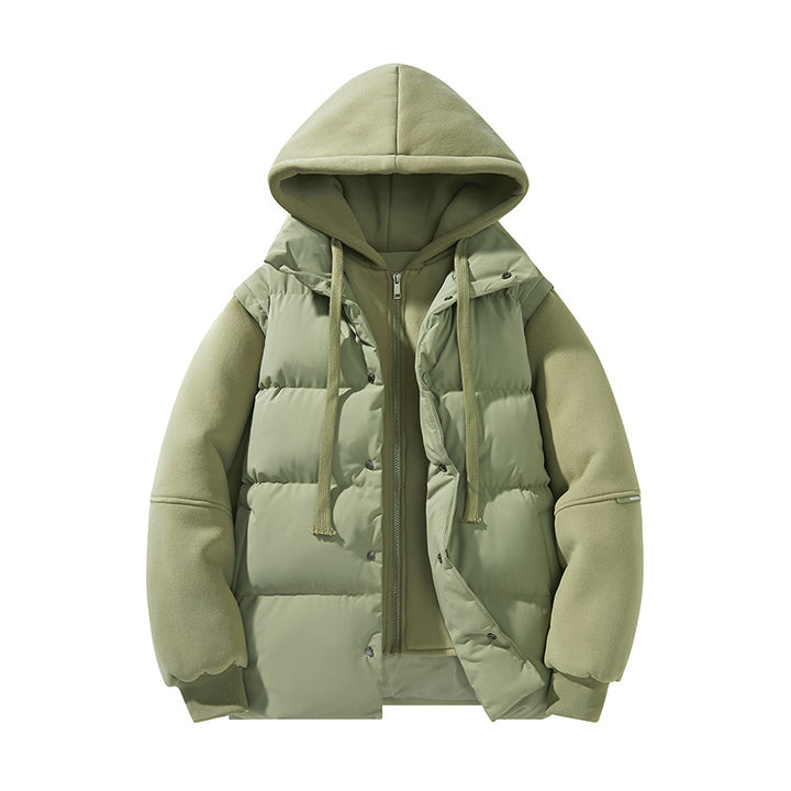 Men's hybrid quilted jacket with integrated hood fleece inner layer Mune Fashion