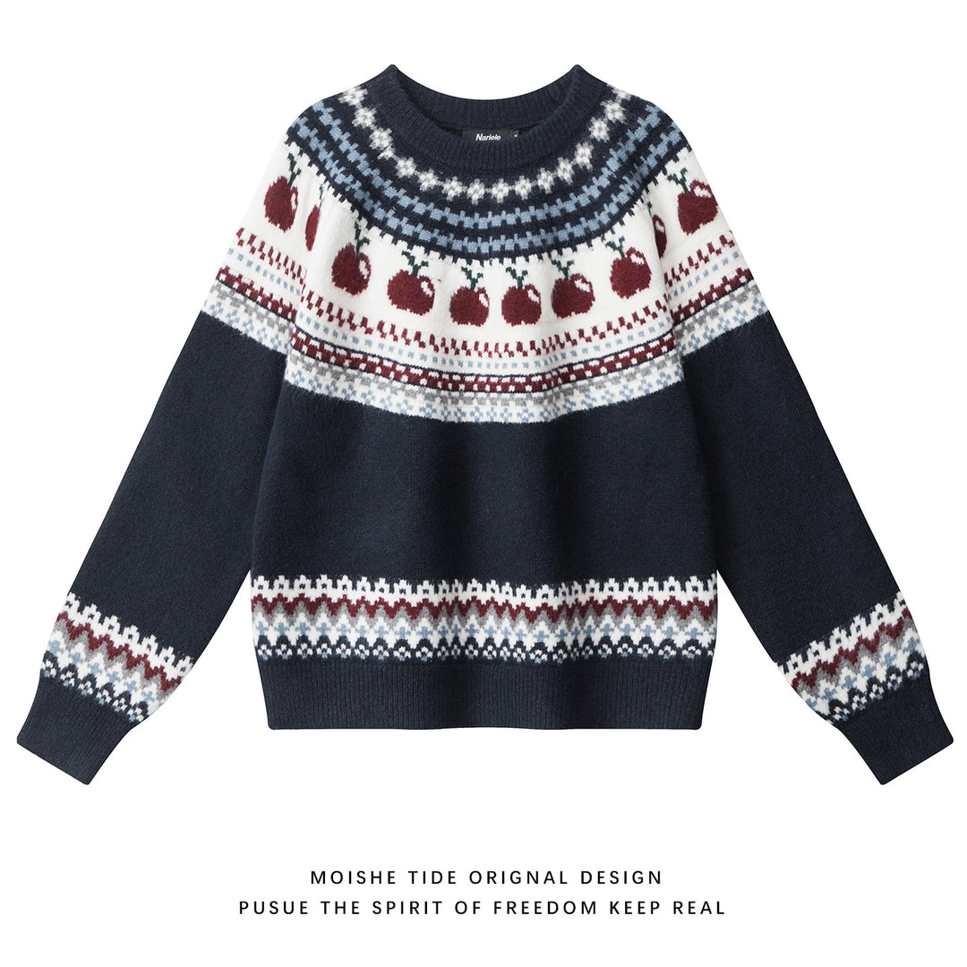 Ladies Patterned Knit Sweater Mune Fashion