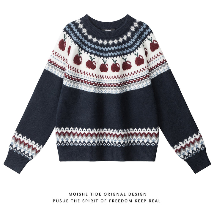 Ladies Patterned Knit Sweater Mune Fashion
