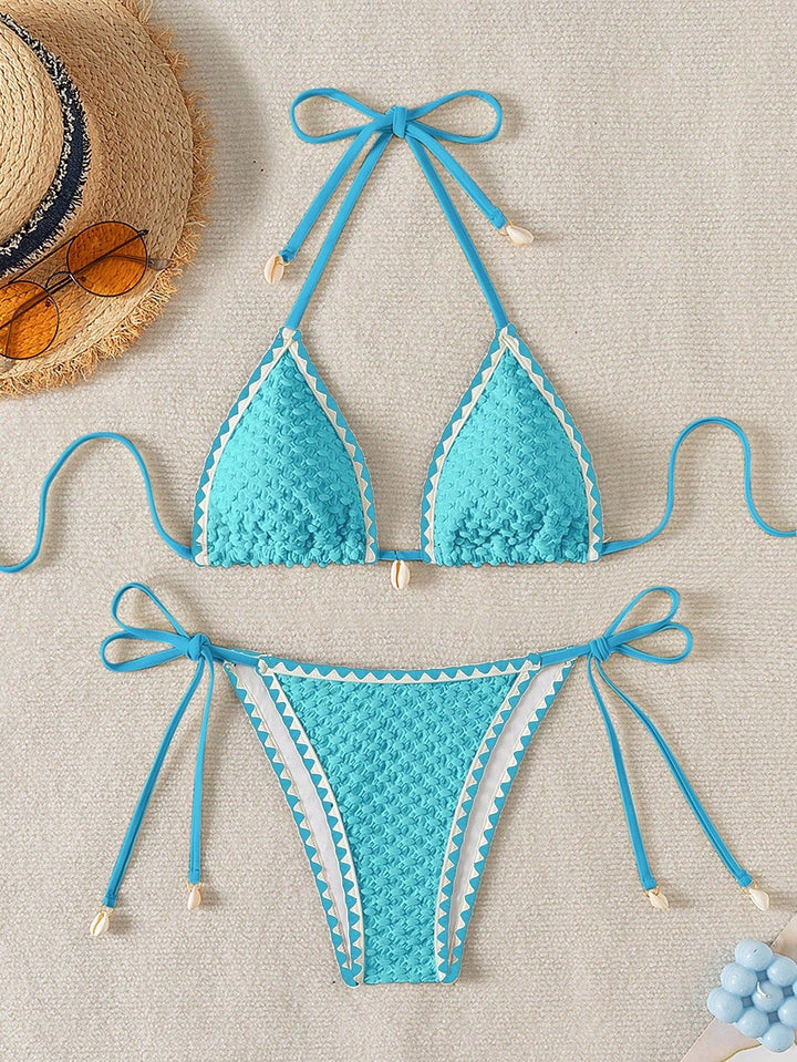 Women Triangle Bikini with delicate shell embellishments Mune Fashion