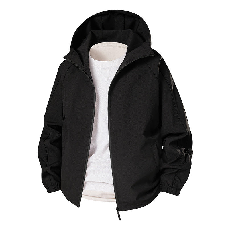 Men's Lightweight Softshell Outdoor Jacket with Hood, Elastic Cuffs and Full-Length Zipper Mune Fashion