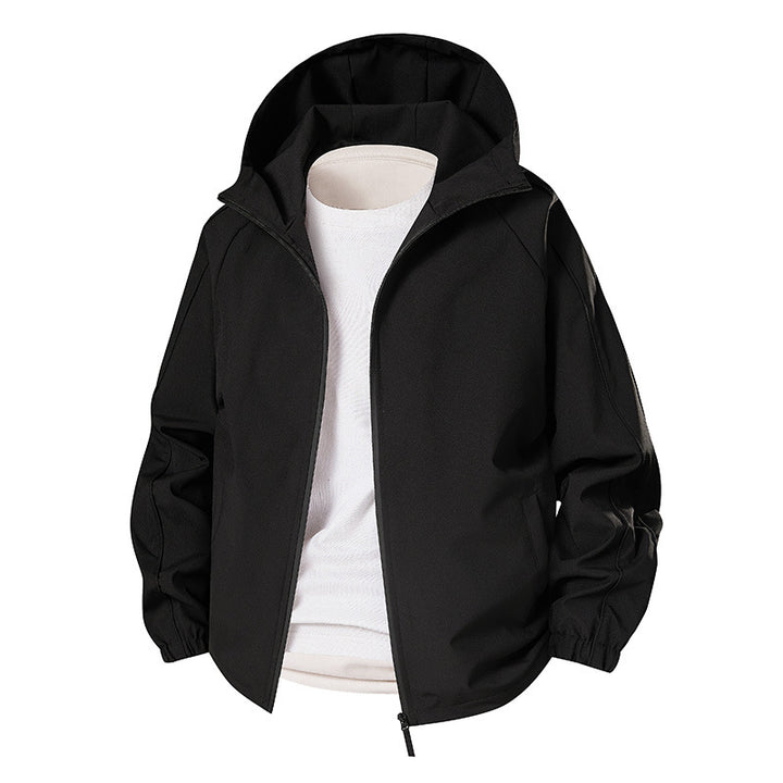 Men's Lightweight Softshell Outdoor Jacket with Hood, Elastic Cuffs and Full-Length Zipper Mune Fashion