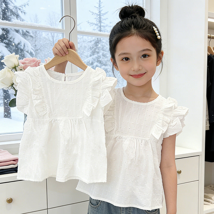 Girls fashionable blouse with ruffles and polka dot pattern Mune Fashion