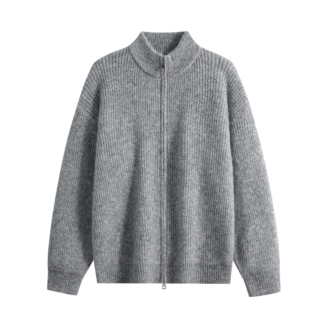 Women's Oversized Cardigan with Round Neck, Ribbed Hem & Contrast Buttons Mune Fashion