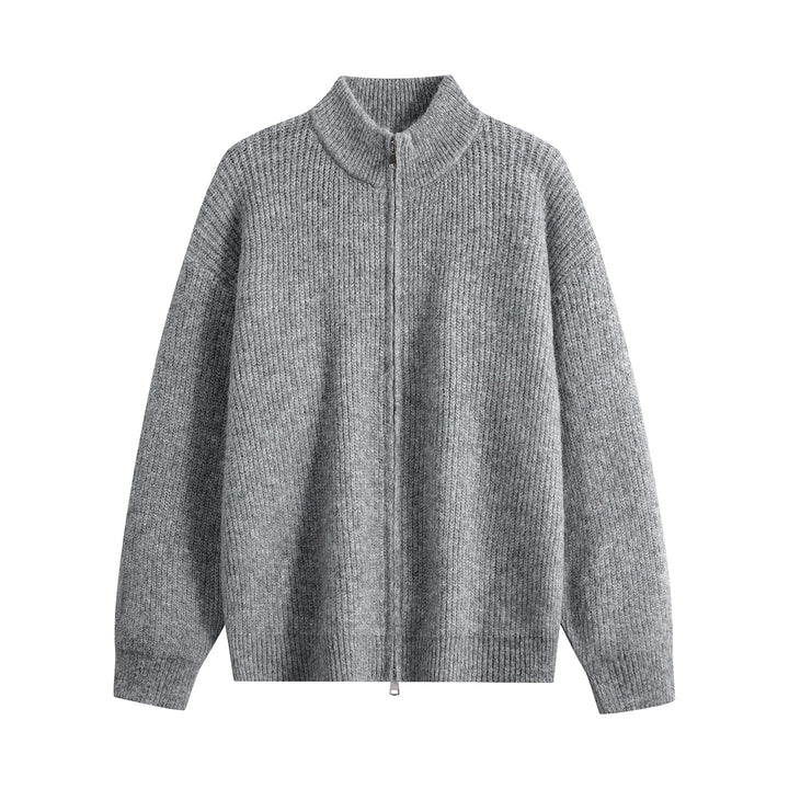 Women's Oversized Cardigan with Round Neck, Ribbed Hem & Contrast Buttons Mune Fashion
