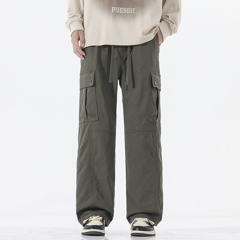 Men's Oversized Cargo Pants in Utility Style with Drawstring Waistband and Large Flap Pockets Mune Fashion
