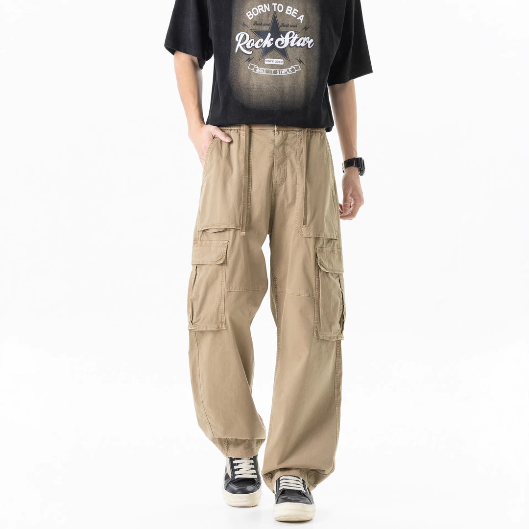 Herren Extraweite Utility-Cargo-Hose im Baggy‑Cut mit elastischem Bund und Mehrfachklappentaschen Mune Fashion