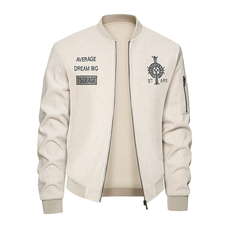 Men's Fashionable Bomber Jacket with Embroidery Mune Fashion
