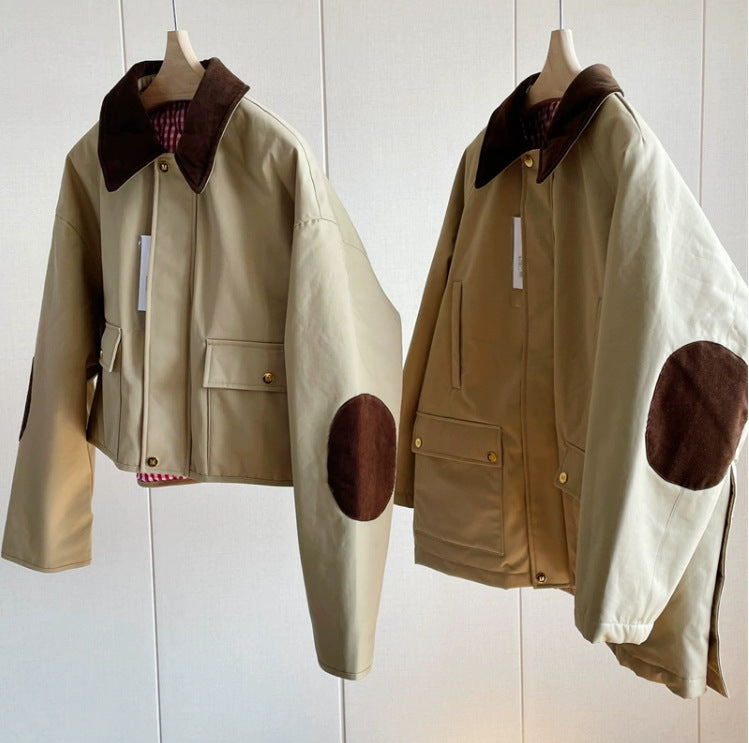 Ladies Stylish Transitional Jacket with Contrasting Elbow Patches Mune Fashion