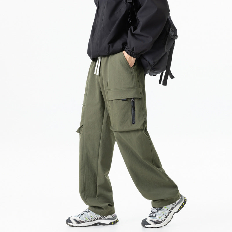 Herren Breit geschnittene Cargo-Hose mit elastischem Bund, Klappentaschen und Kniepaneelen Mune Fashion