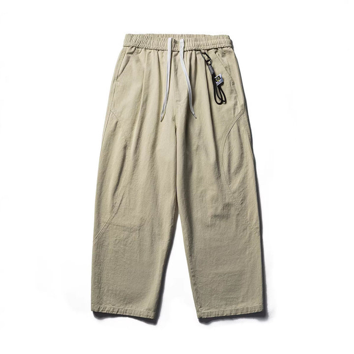 Men's Lightweight Loose-Fit Linen-Cotton Casual Pants with Elastic Waistband, Drawstring and Utility Pockets Mune Fashion