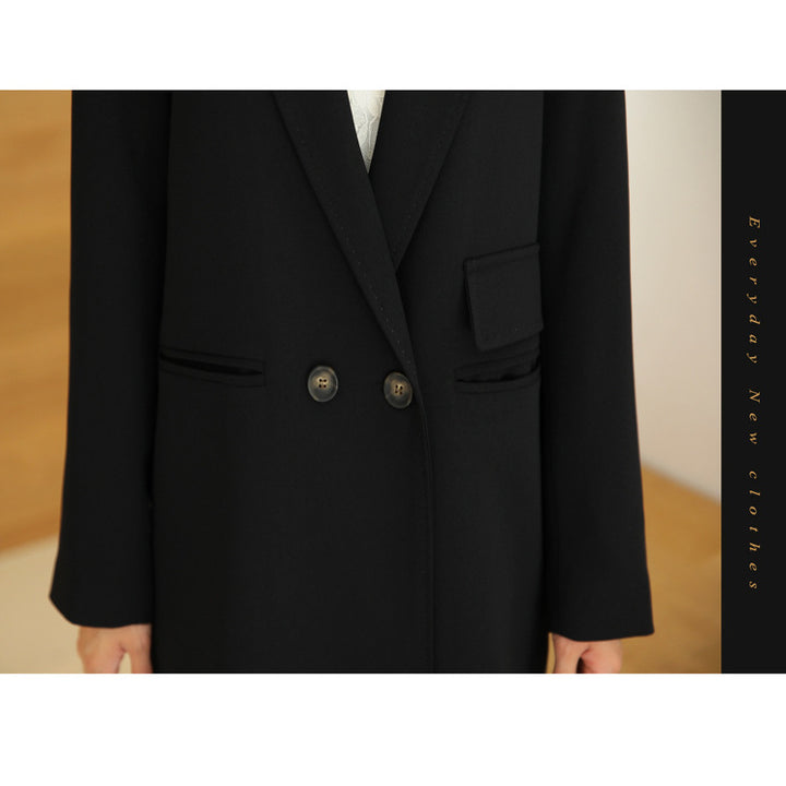 Women's Knee-Length Single-Breasted Wool Blend Long Coat in Minimalist Tailoring Mune Fashion
