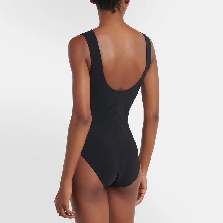 Ladies elegant V neck swimsuit with stylish wrap skirt Mune Fashion
