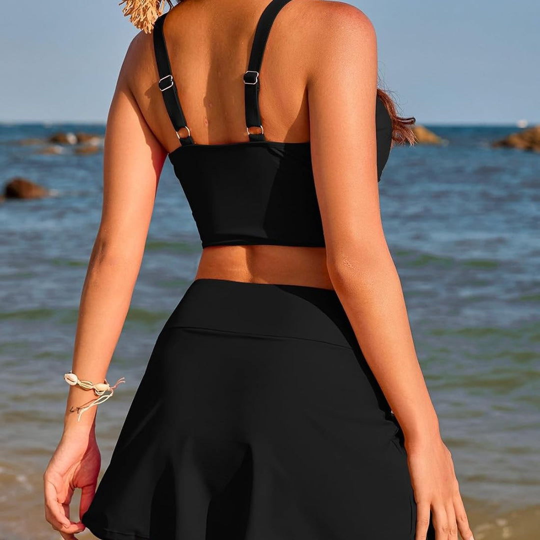 Ladies sporty bikini set with fashionable wrap top and elastic shorts Mune Fashion