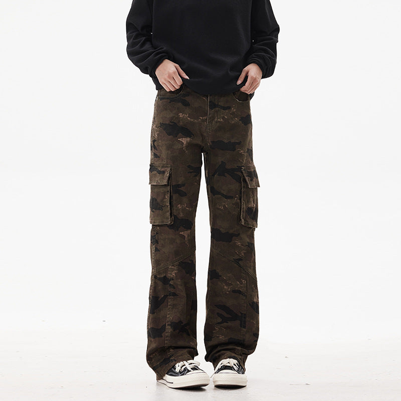 Unisex Cargo pants in wide Marlene cut with camouflage print and large flap pockets Mune Fashion