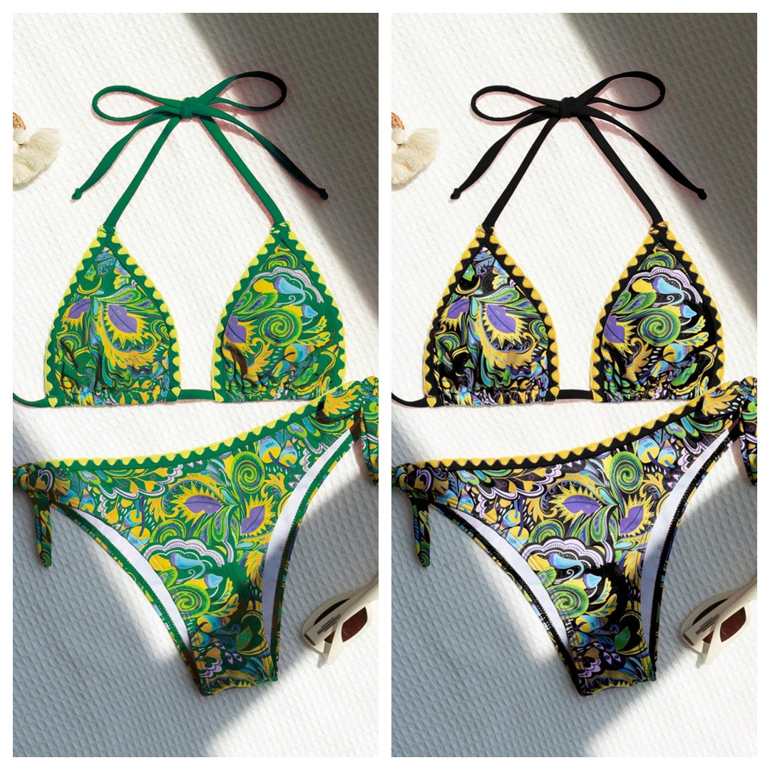 Women's triangle bikini with colorful print and adjustable straps Mune Fashion
