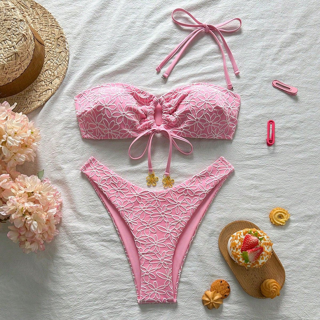 Women's bandeau bikini with floral appliqués Mune Fashion