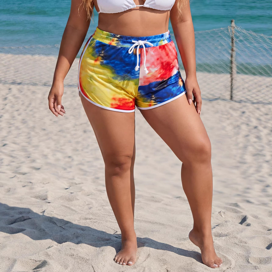 Women's sporty swim shorts with colorful tie-dye pattern Mune Fashion