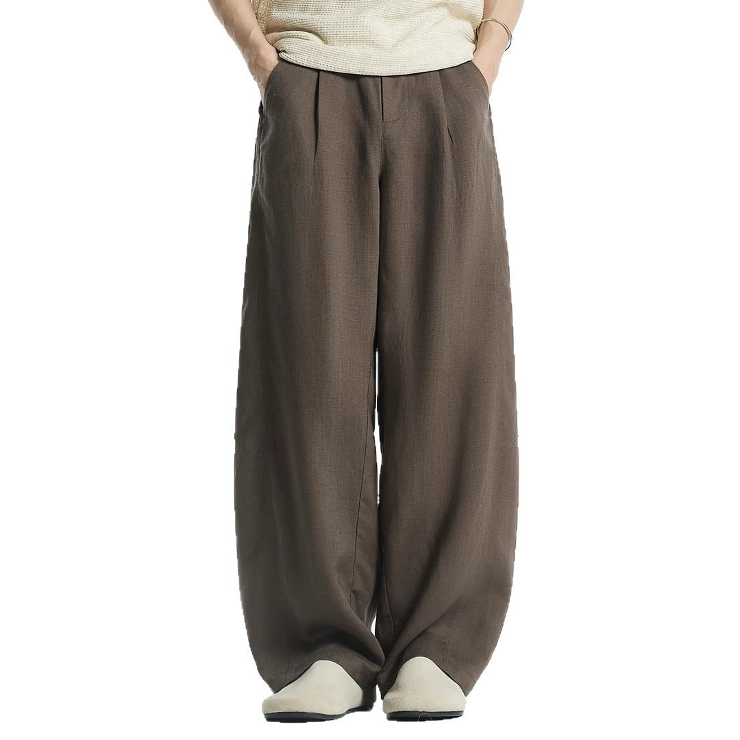Women's Wide-Cut Linen Pants with Side Pockets Mune Fashion