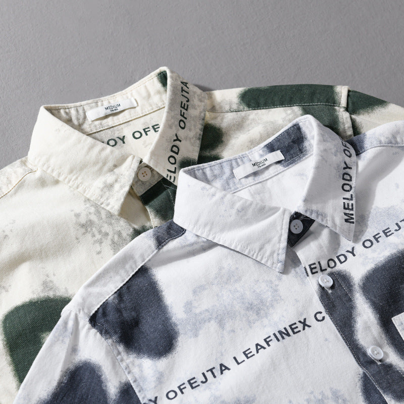 Men's Loose Cotton Shirt in Street Art Print with Patch Chest Pocket Mune Fashion