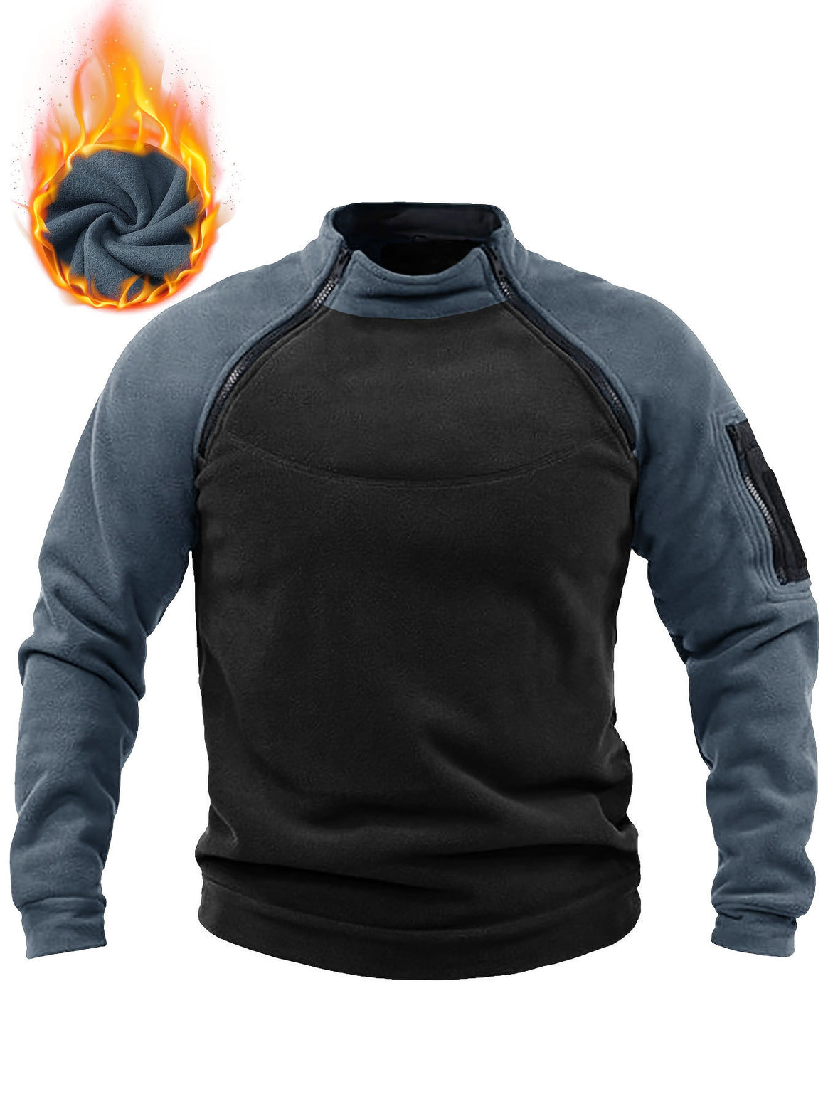 Men's Technical Fleece Combat Pullover with Reinforced Front Panel & Shoulder Zippers Mune Fashion