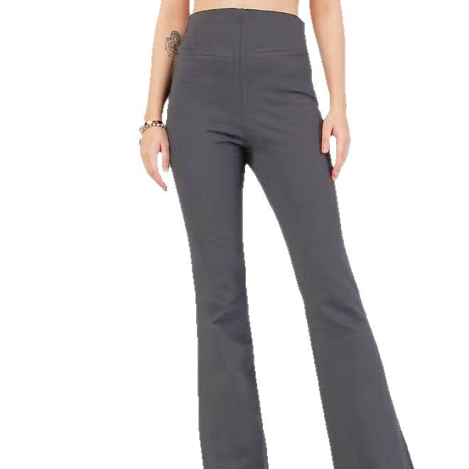 Women's High-Waisted Bootcut Stretch Pants with Shaping Thigh and Wide Flare Drune