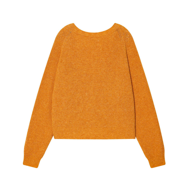 Ladies knitted fine-knit pullover with round neckline and cropped silhouette Mune Fashion