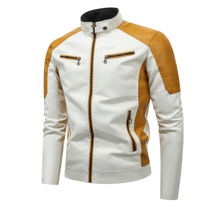 Men's sporty artificial leather jacket with zipper Mune Fashion