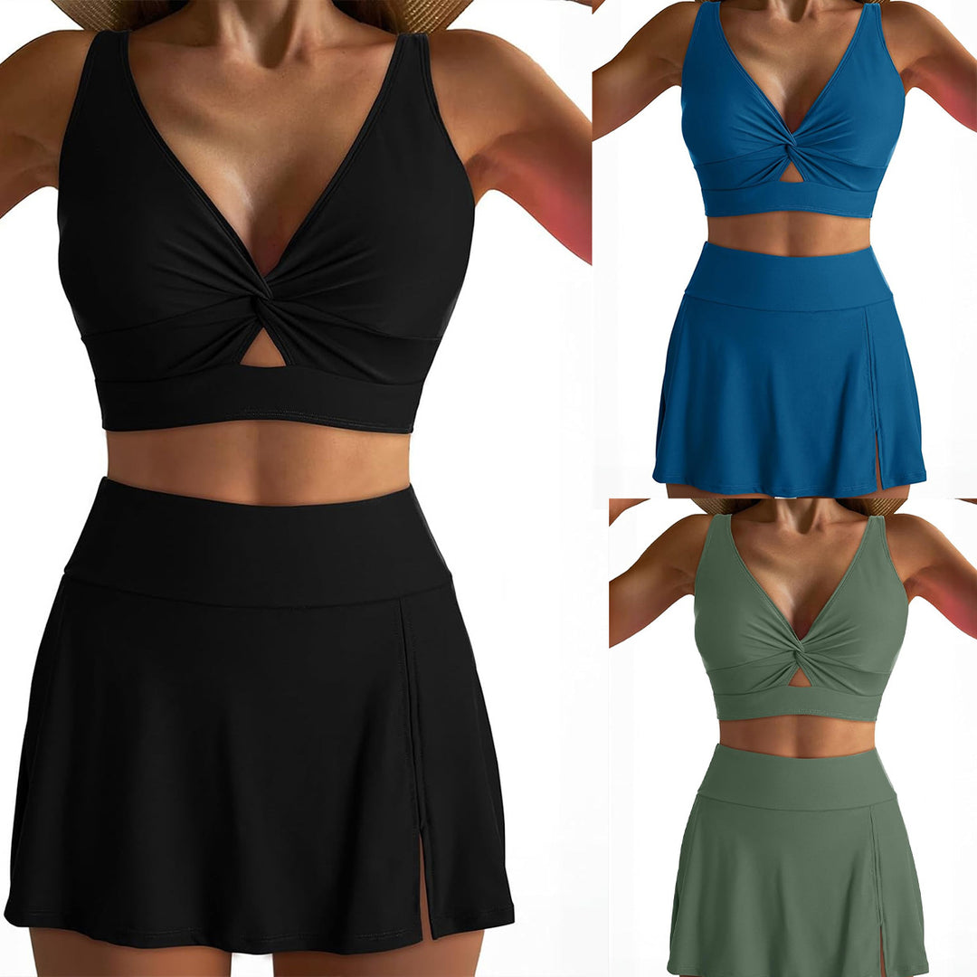 Ladies sporty bikini set with fashionable wrap top and elastic shorts Mune Fashion
