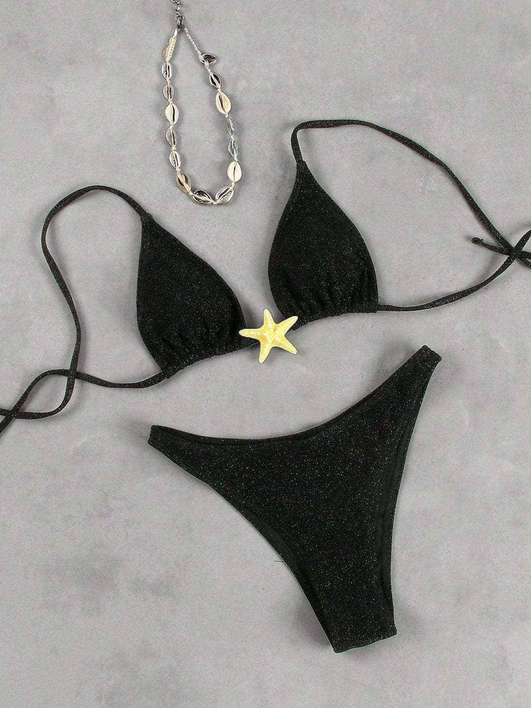 Women's triangle bikini with sparkling glitter effect and charming star detail Mune Fashion