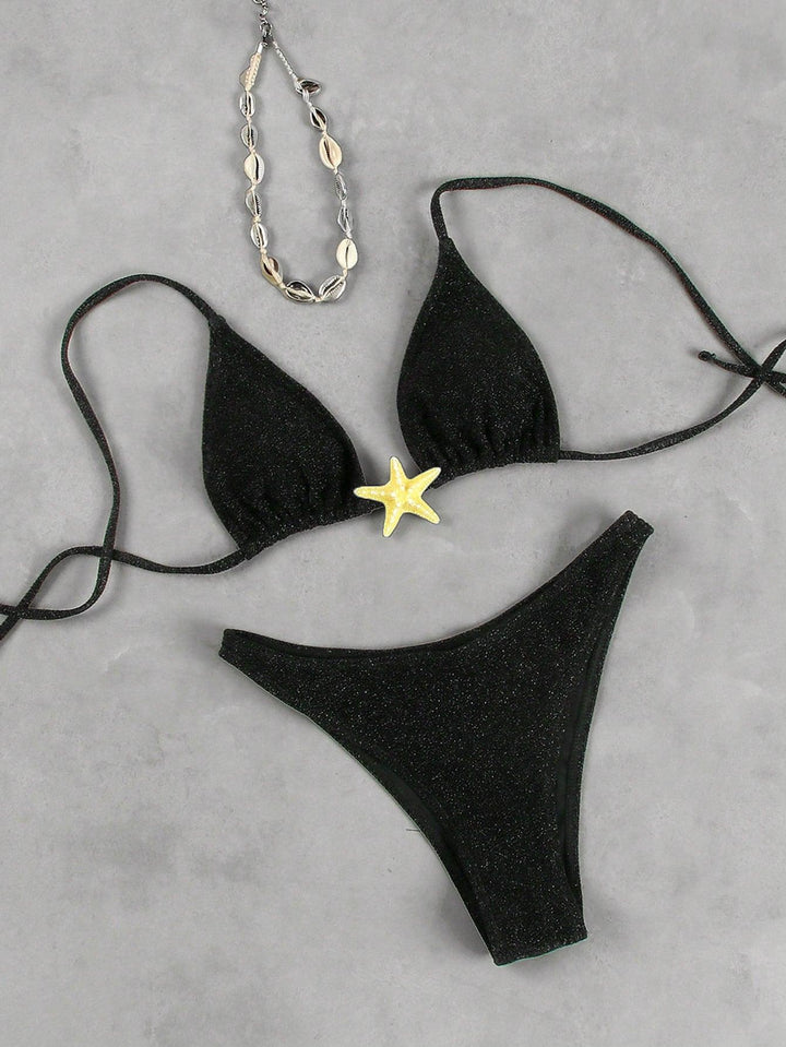 Women's triangle bikini with sparkling glitter effect and charming star detail Mune Fashion
