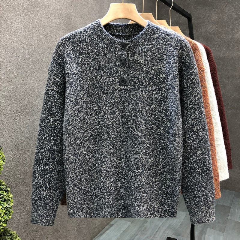 Men's Comfortable Ribbed Half-Button Sweater with Crew Neck and Casual Fit Mune Fashion