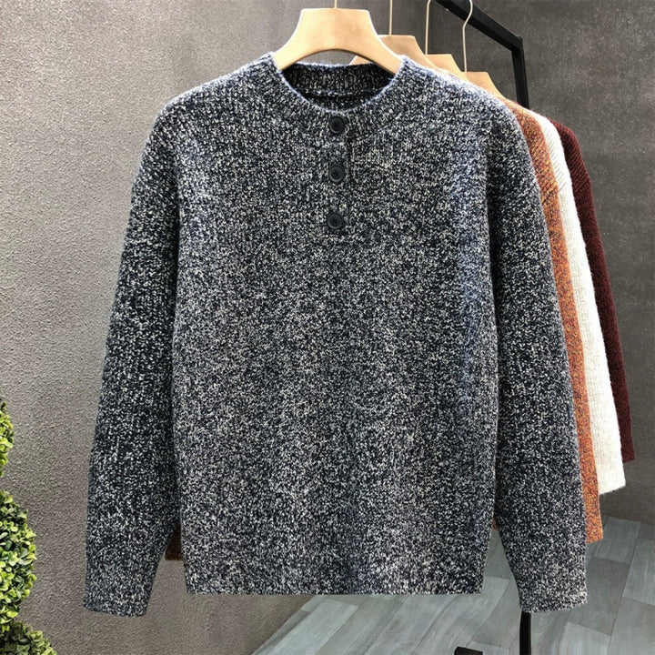 Men's Comfortable Ribbed Half-Button Sweater with Crew Neck and Casual Fit Mune Fashion