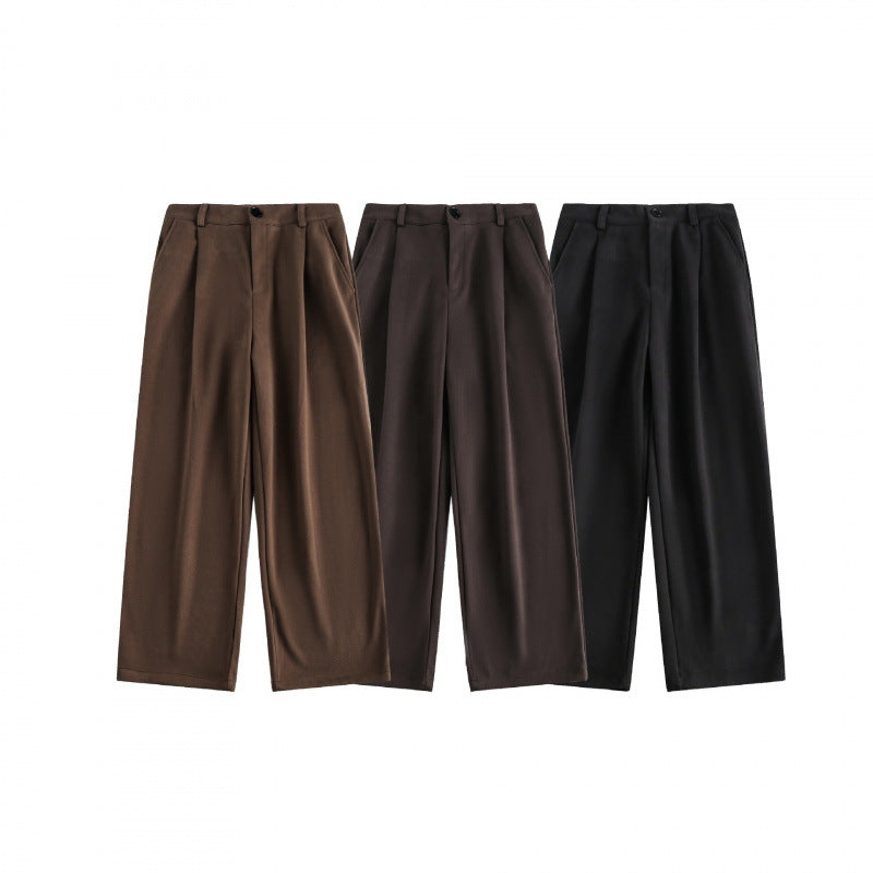 Ladies Wide High-Waist Pants with Pleats and Wide Leg Mune Fashion